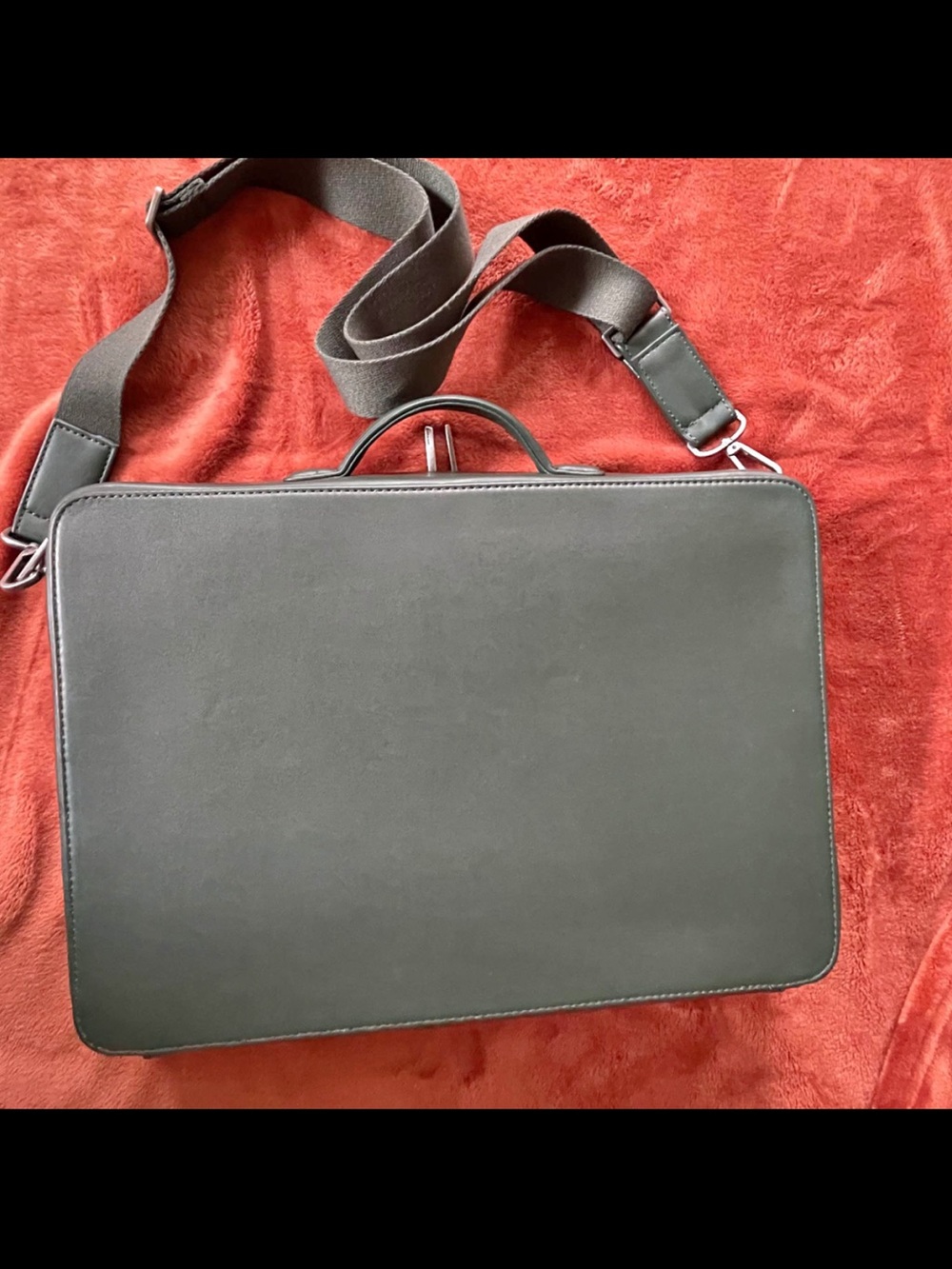 Slim Women's Laptop Bag in Dark Green with Adjustable Strap